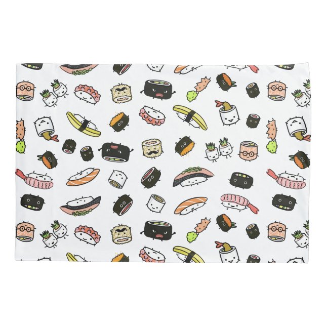 Sushi Characters Pattern Pillowcase (Back)