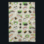 Sushi Characters Pattern Tea Towel<br><div class="desc"></div>