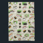 Sushi Characters Pattern Tea Towel<br><div class="desc"></div>