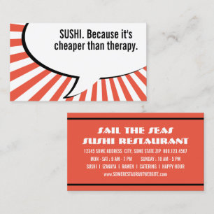 sushi cheaper than therapy business card