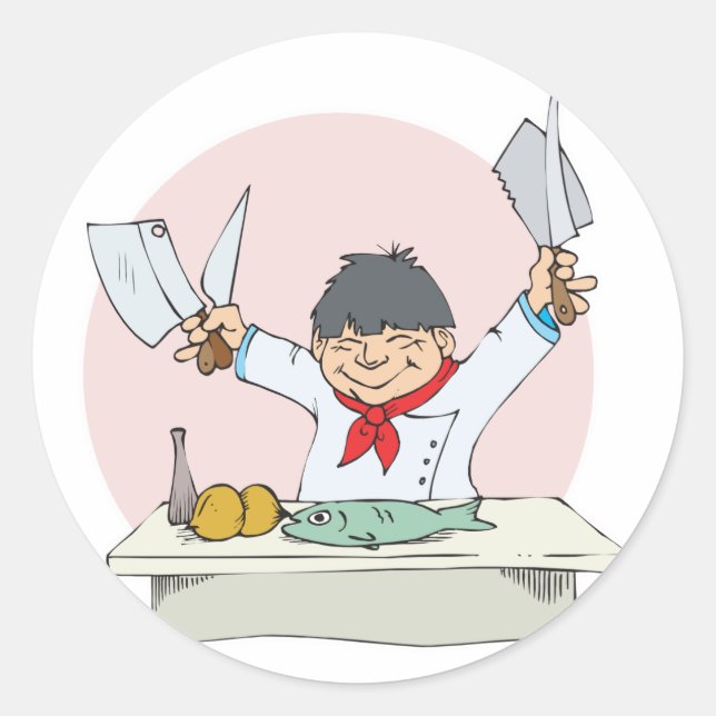 sushi chef classic round sticker (Front)