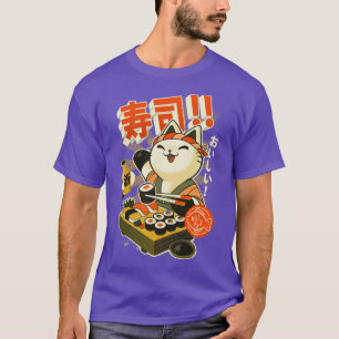 Sushi Chef Cute Kitchen Kitty Japanese Restaurant T-Shirt