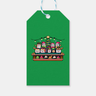 Sushi Christmas Celebration - Festive 8-Bit Design Gift Tags