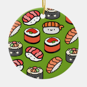 Sushi Christmas Funny Colourful Kawaii Cute Food Ceramic Tree Decoration
