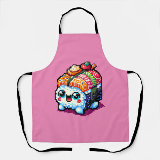 Sushi Companion - Playful Pixelated Culinary Art Apron