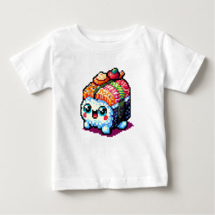 Sushi Companion - Playful Pixelated Culinary Art Baby T-Shirt