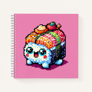 Sushi Companion - Playful Pixelated Culinary Art Notebook