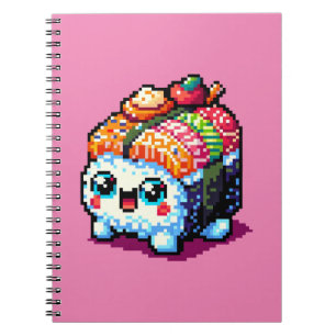Sushi Companion - Playful Pixelated Culinary Art Notebook