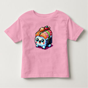 Sushi Companion - Playful Pixelated Culinary Art Toddler T-Shirt