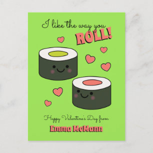 Sushi Cute Kids Valentine's Day Friendship Postcar Postcard