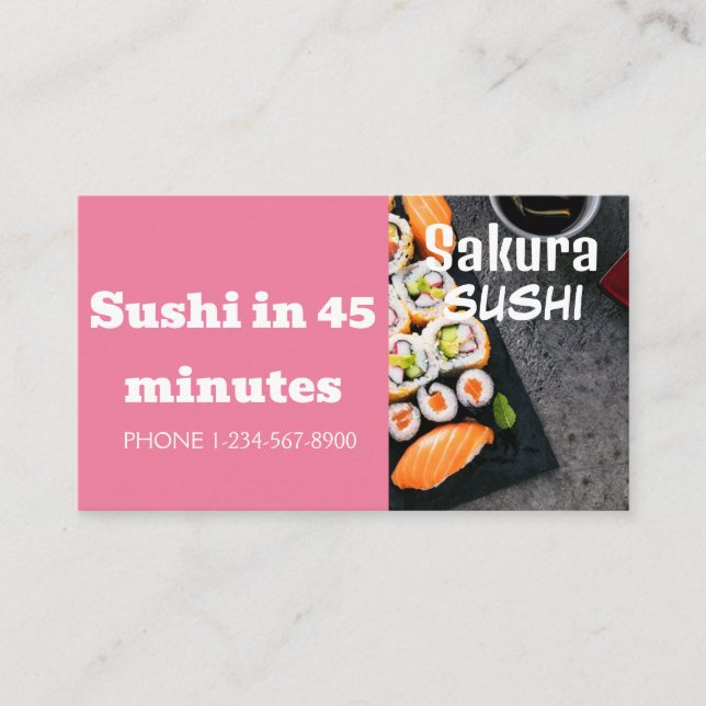 Sushi Delivery Discount Sale Offer Business Card (Front)