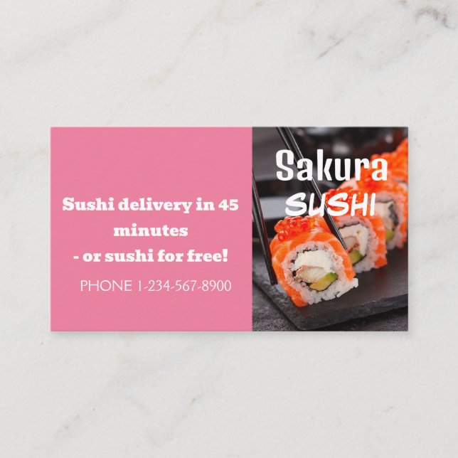 Sushi Delivery Discount Sale Offer Business Card (Front)
