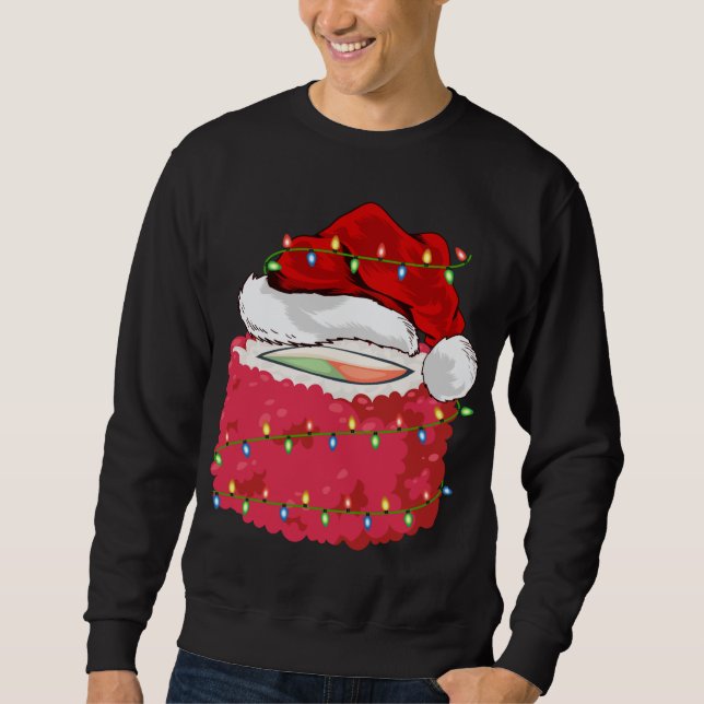 Sushi Fast Food Lover Xmas Santa Hat Sushi Christm Sweatshirt (Front)