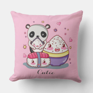 Sushi Finds Rolls Kawaii Sushi   Throw Pillow