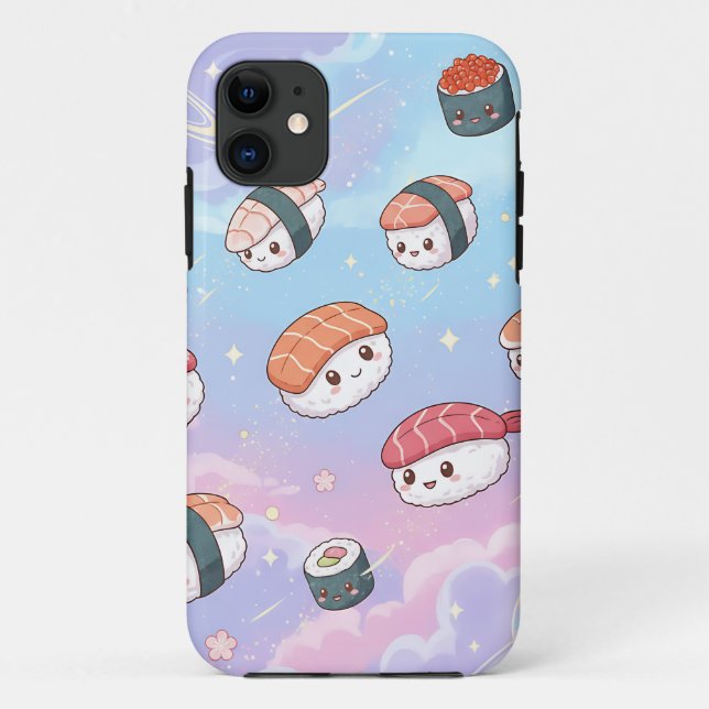 Sushi Flying in Pastel Galaxy Sky Case-Mate iPhone Case (Back)