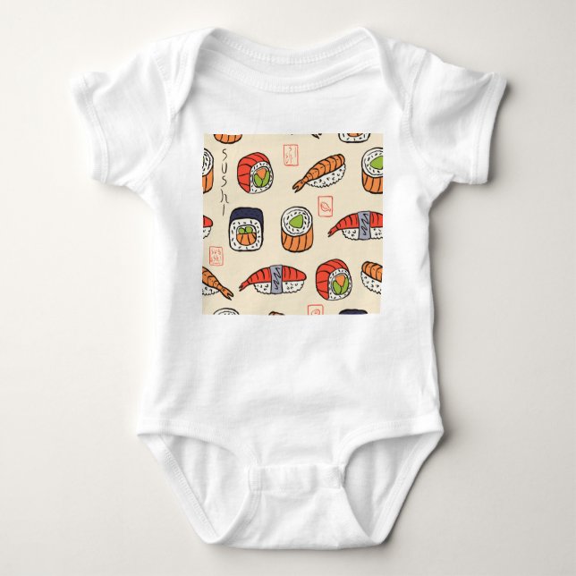 Sushi food, seamless pattern design. baby bodysuit (Front)