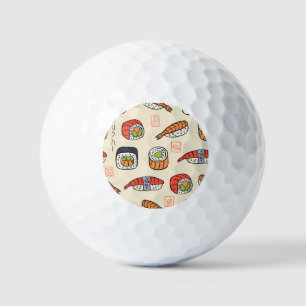 Sushi food, seamless pattern design. golf balls
