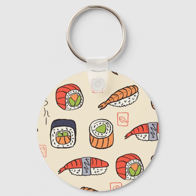 Sushi food, seamless pattern design. key ring (Front)