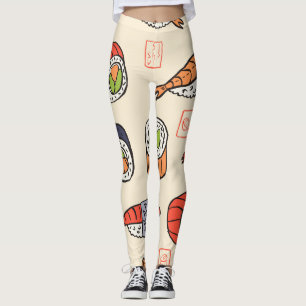 Sushi food, seamless pattern design. leggings