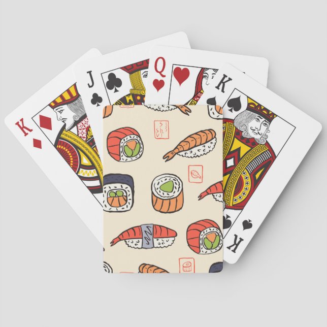 Sushi food, seamless pattern design. playing cards (Back)