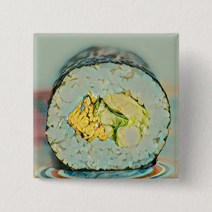 Sushi gift for food lovers 15 cm square badge
