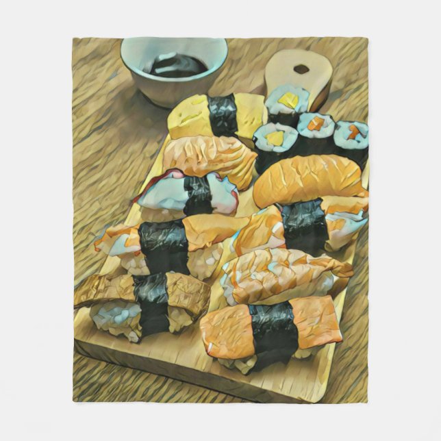 Sushi gift for food lovers fleece blanket (Front)