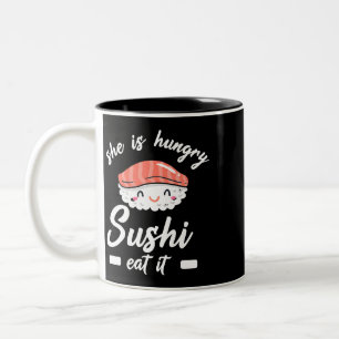 Sushi Gift for Kawaii Kids Ladies Wasabi Food Salm Two-Tone Coffee Mug