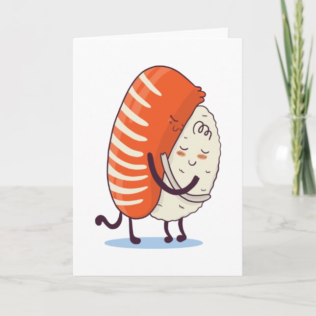 Sushi Hug Cute Kawaii Japanese Card (Front)