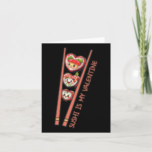 Sushi Is My Valentine Cute Retro Heart Shaped Sush Card