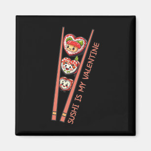 Sushi Is My Valentine Cute Retro Heart Shaped Sush Magnet