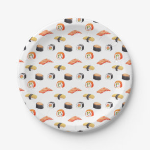 Sushi Japanese Food Pattern Paper Plate