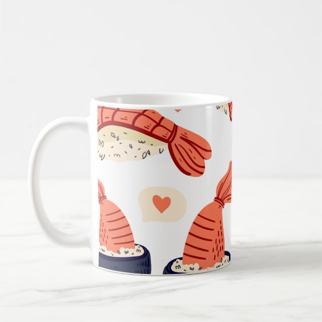Sushi Japanese Food Seamless Pattern Coffee Mug (Left)