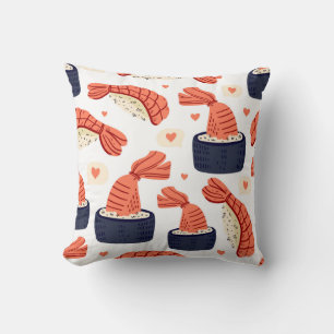 Sushi Japanese Food Seamless Pattern Cushion
