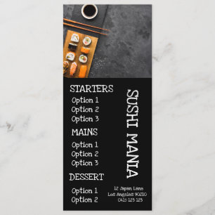 Sushi Japanese restaurant stylish dinner menu