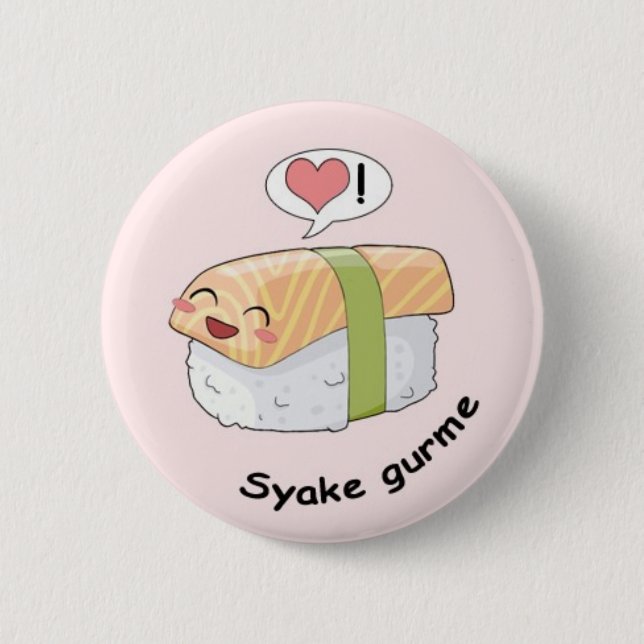 Sushi kawaii 6 cm round badge (Front)