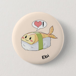 Sushi kawaii 6 cm round badge