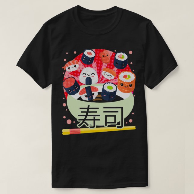 Sushi Kawaii Cute Japanese Food Japan Anime Manga  T-Shirt (Design Front)