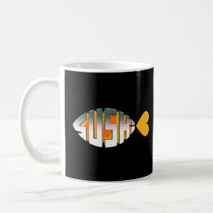 Sushi Love Religious Fish Inspired Typography Salm Coffee Mug