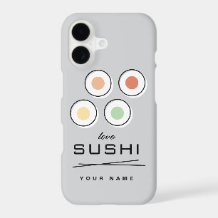 Sushi lover iPhone case with custom name and colou