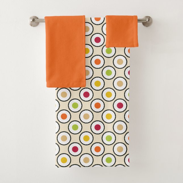 Sushi Maki Polka Dots Bath Towel Set (Insitu)