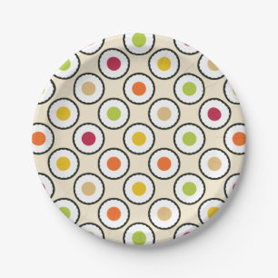 Sushi Maki Polka Dots Paper Plate