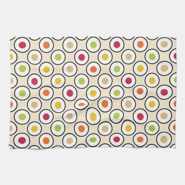 Sushi Maki Polka Dots Tea Towel (Horizontal)