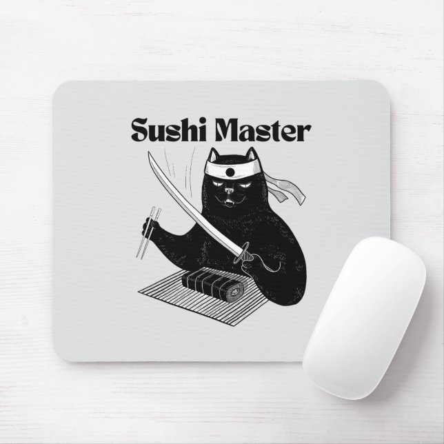 sushi master, sushi cat mouse pad (With Mouse)