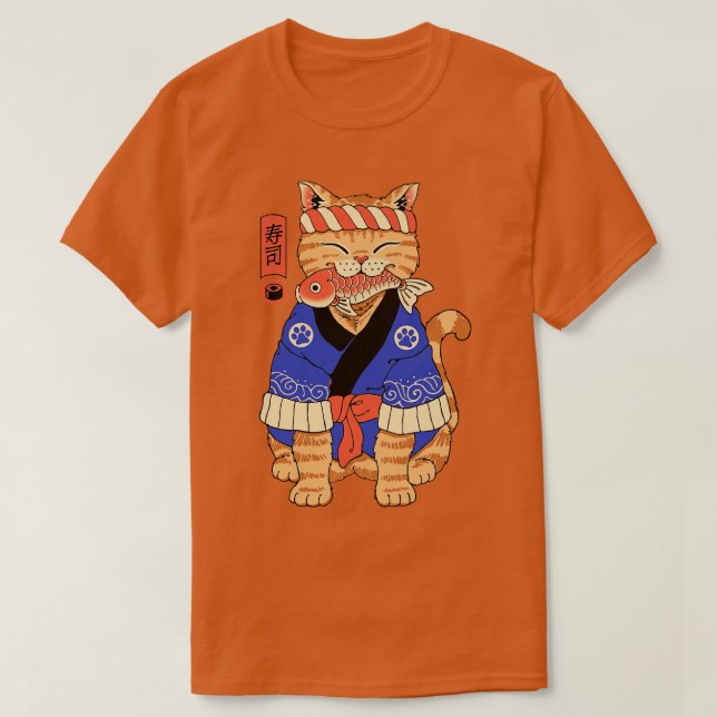 Sushi Meowster Cat T-Shirt (Design Front)