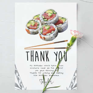 Sushi Modern Adult Birthday Thank You Card