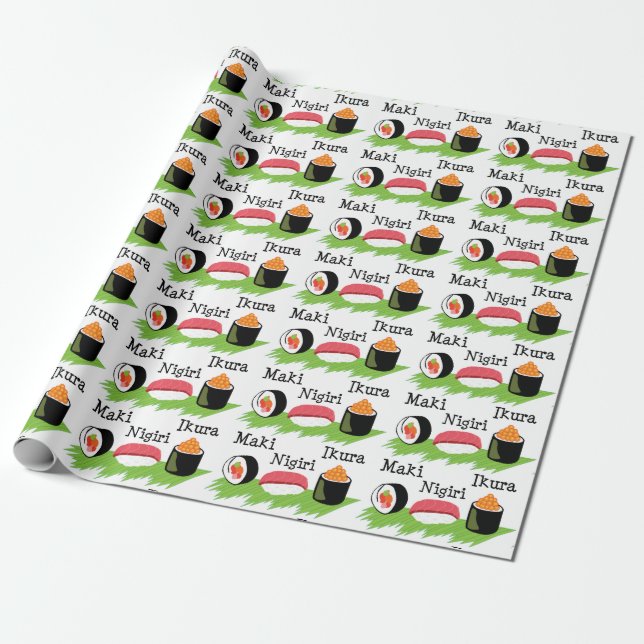 Sushi Names Wrapping Paper (Unrolled)