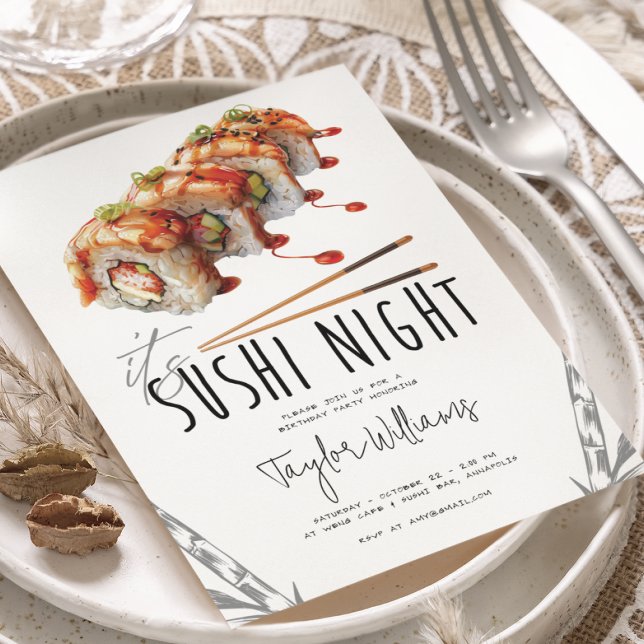 Sushi Night Adult Birthday Party Invitation (Creator Uploaded)