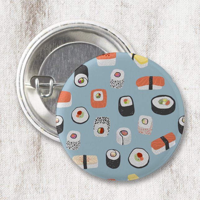 Sushi Nigiri Maki Roll 3 Cm Round Badge (Fun sushi food art button)