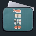 Sushi Nigiri Maki Roll Laptop Sleeve<br><div class="desc">Fun Japanese sushi food art on a deep green background.</div>