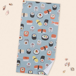 Sushi Nigiri Maki Roll Pattern Beach Towel